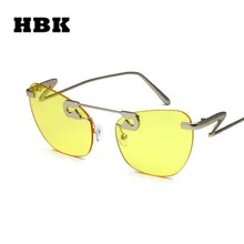 HBk модные женские туфли солнцезащитные очки «кошачий глаз» Новая Мода Стиль оплаве в форме кошачьих глаз без оправы рамки для Для мужчин Для женщин UV400 Googles Óculos