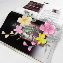 Alta calidad Magnolia 6 unids/lote 13 * 22 cmembroidery parches para la ropa, parches bordados coser en remiendos del bordado para ropa