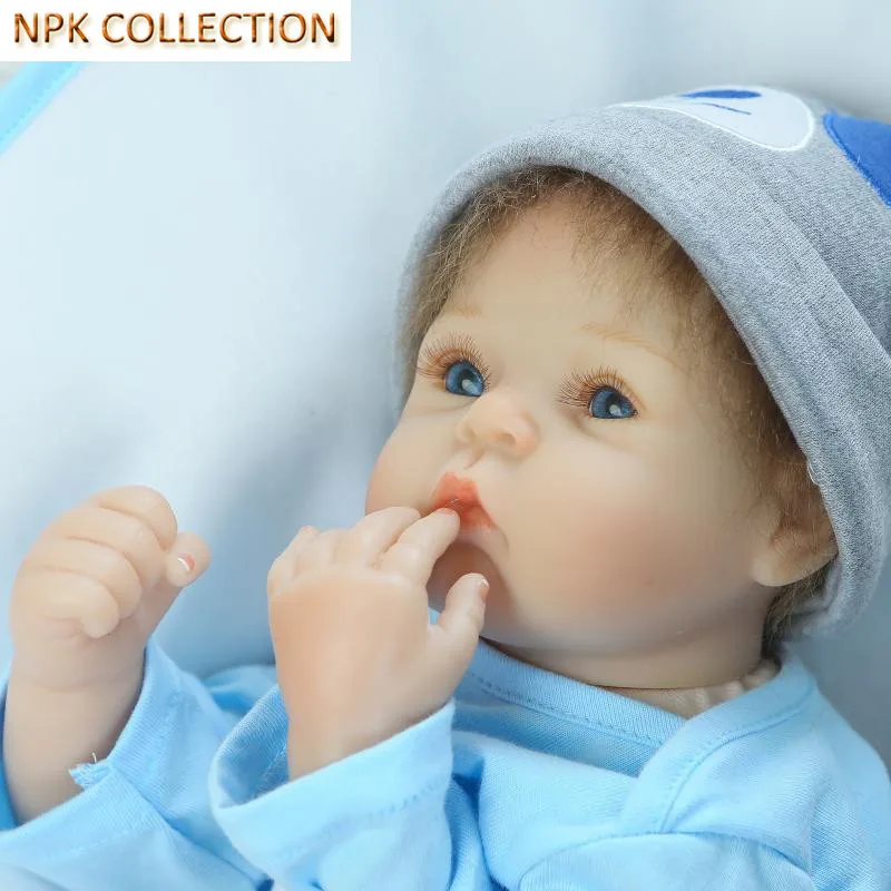 NPK COLLECTION Silicone Reborn Babies Bonecas Toys for Kids Girls Gifts,18 Inch Real Silicone Doll Baby Alive Dolls Blue Eyes