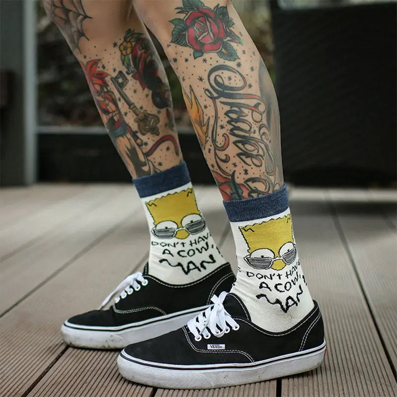 

Fashion 5 pairs Simpson men Socks Cartoon Funny Cotton Socks Simpsons Family Novelty Cute Socks Funny socks sox Batch wholesale