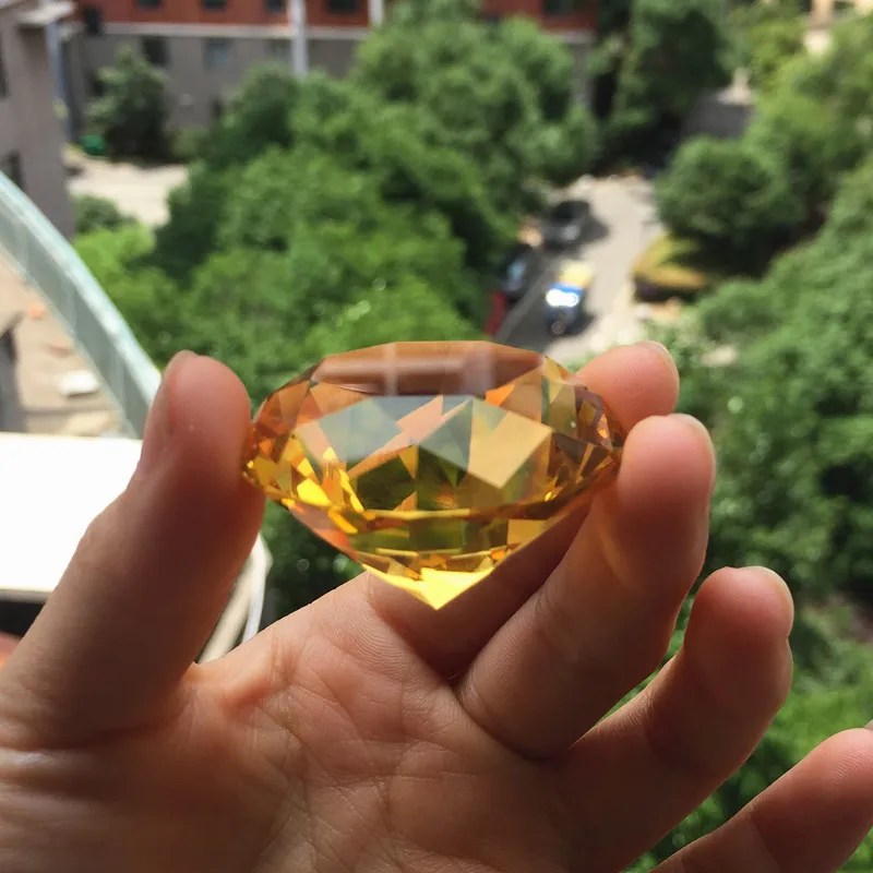 100 мм разноцветный кристалл стекло алмазный пресс-папье фэн-шуй для домашнего декора день рождения свадьбы высокое качество - Цвет: amber