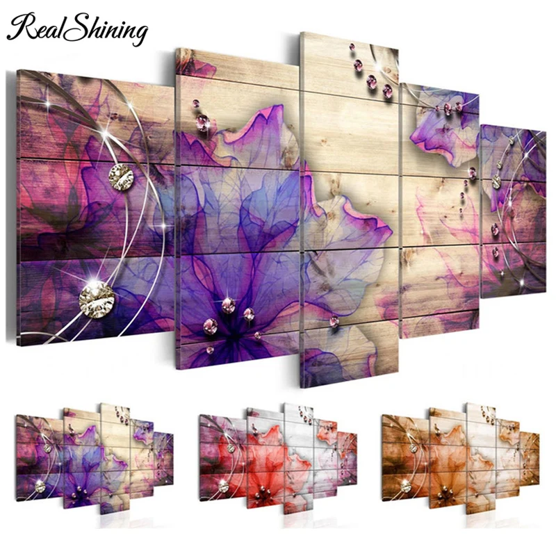 

5pcs Diamond Painting Cross-Stitch,Full,Diamond Embroidery Abstract Flowers 5D Diy Mosaic pattern,beaded embroidery FS3583