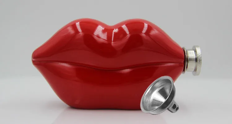 

creative alcohol flagon red mouth lip shape 5 ounces Whiskey Wine Pot kettle wine travel jug portable stainless steel HIP FLASK