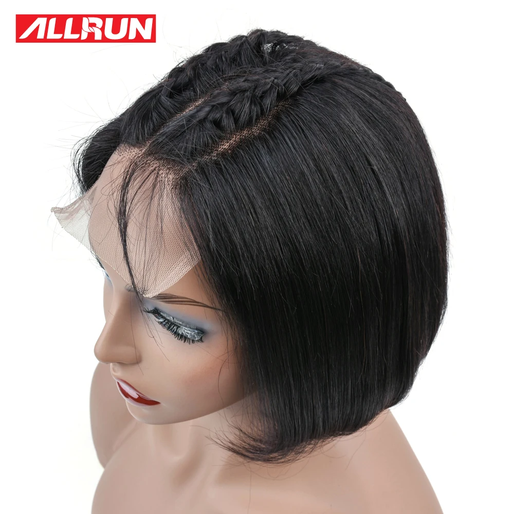 Allrun Боб кружево парик синтетические волосы на кружеве человеческие волосы Искусственные парики Малайзия прямые волосы короткий парик-Боб