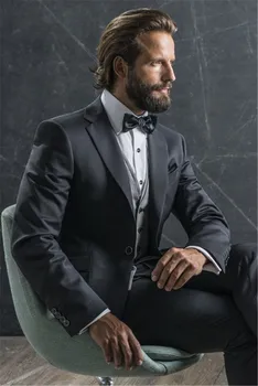 

2019 Italian Style Dark Gray Groom Tuxedos Tailor Made 2 Piece Wedding Dinner Suits Business Gentleman Suit(Jacket+Pants)terno