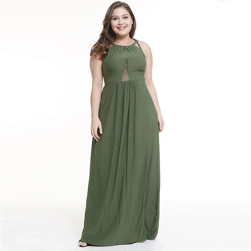 Plus Size S-5XL Sexy Slit Hollow Out Women Club Party Dress Spaghetti Strap O-Neck Ladies Maxi Dress Robe Femme Ete 2019 Dresses (6)