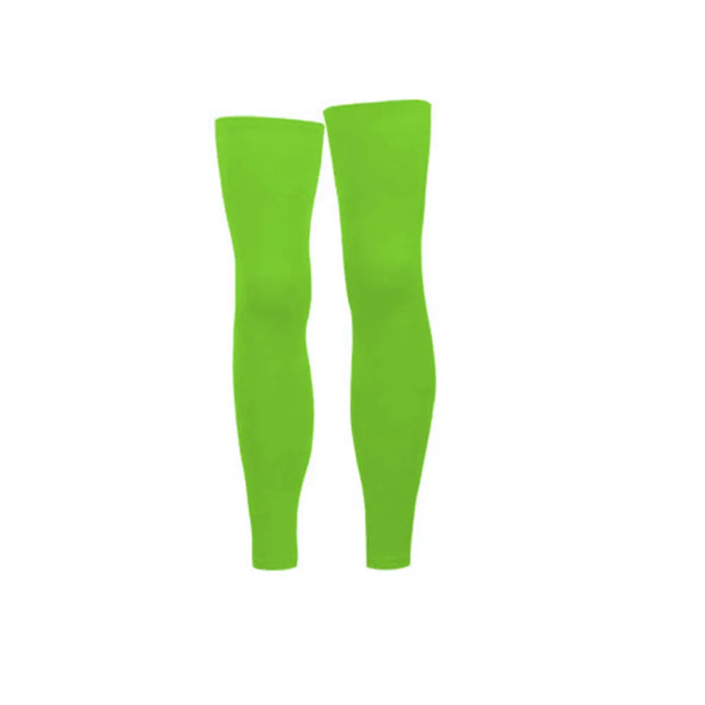 1 пара компрессионных рукавов для ног для мужчин и женщин-Полная длина стрейч длинный рукав с поддержкой колена, Нескользящие внутренние полосы - Цвет: Зеленый