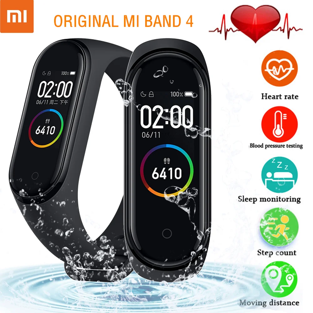 Новейший в наличии оригинальный Xiaomi Mi Band 4 смарт браслет Фитнес пульсометр музыка