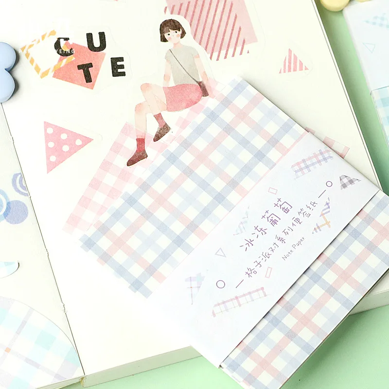 

20 set/lot Memo Pads Sticky Notes Plaid party series diary Scrapbooking Stickers Office School stationery Notepad