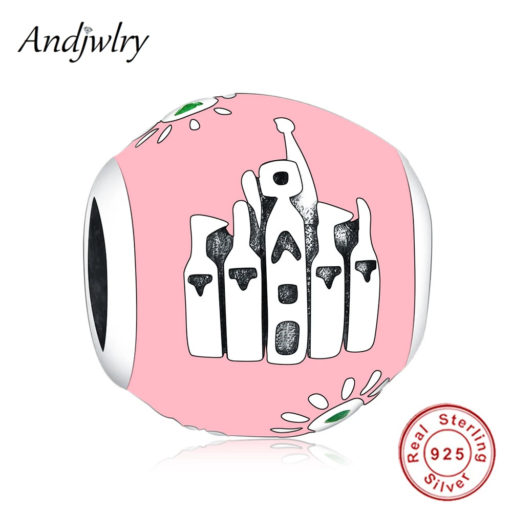 

Fit Pandora Bracelet Charms Silver 925 Original Pink Enamel 2019 Sun Castle Round Beads DIY Jewelry Women Berloque