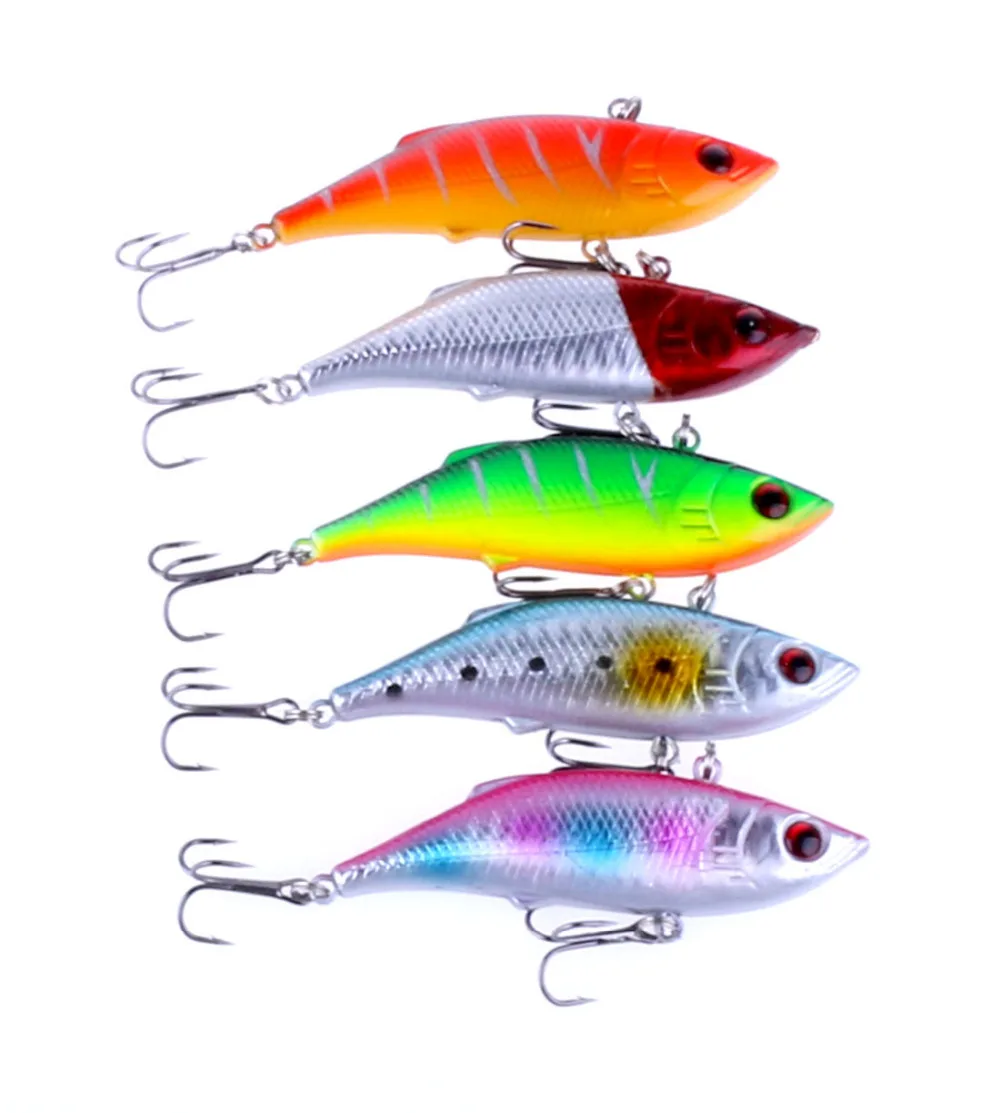Buy 5pcs Fishing Plastic Lure Blade Bait Treble Hooks