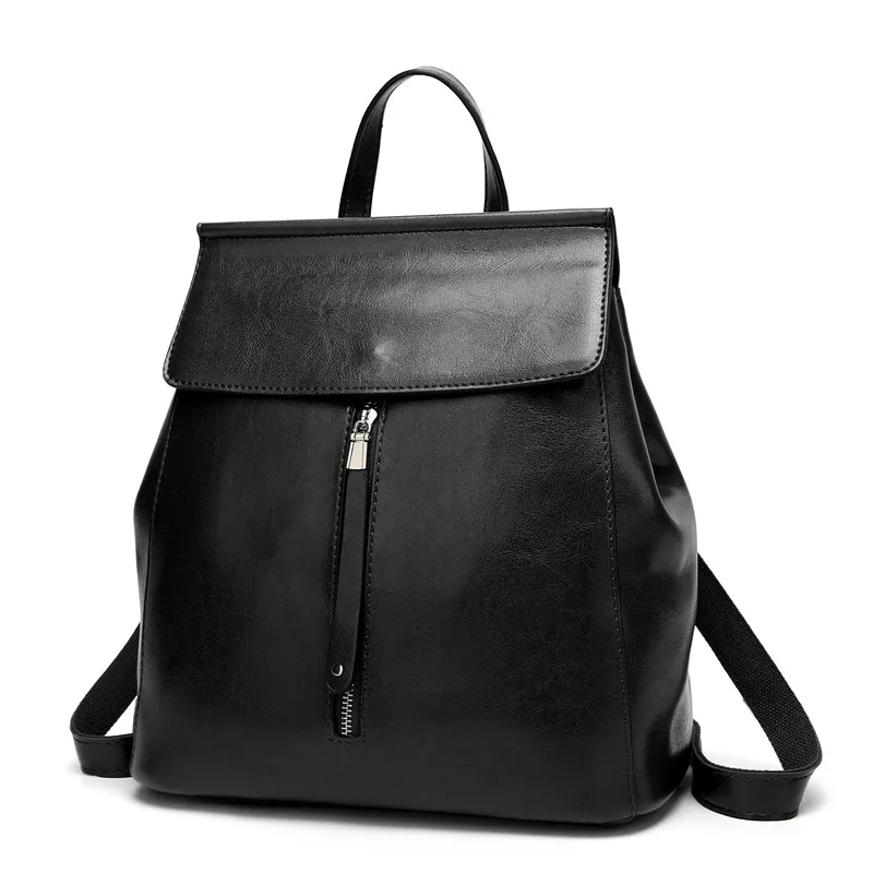 HERALD, модный качественный винтажный кожаный женский рюкзак, Большая вместительная школьная сумка для девочек-подростков, женская сумка на плечо, mochila - Цвет: Black