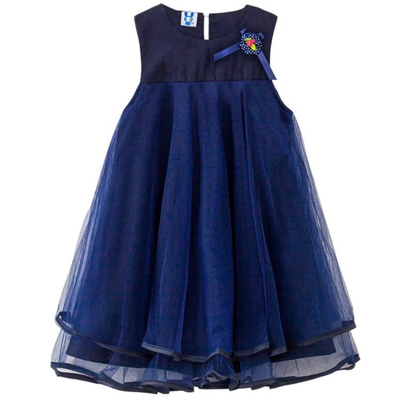 

girls summer dress casual cotton solid blue white kids girl dressrs o-neck sleeveless gir dress4 6 8 10 12 14 y children clothes