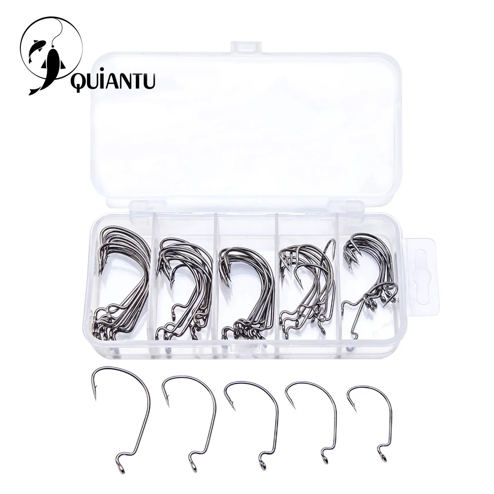 

QUIANTU 50 pcs/lot High-carbon Fishing Hook Hard Steel Crank hook Durable Fishhooks Set Pesca 2# 1# 1/0# 2/0# 3/0# Free Shipping