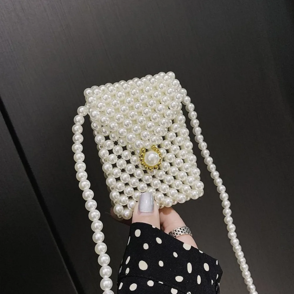 

Heouty women's bags women's bags shoulder bag small Retro Pearl Hand-Woven luxury handbags women bags designer brand famous 2019