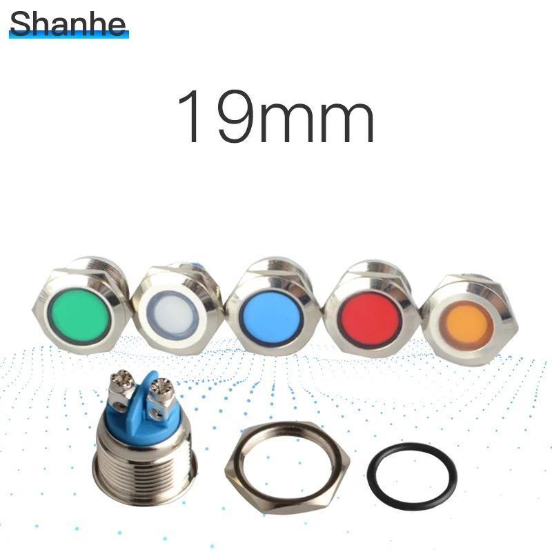 

19mm Waterproof IP67 LED Metal Signal Indicator Lamp Light Pilot Warning Power Screw 5V 12V 24V 220V