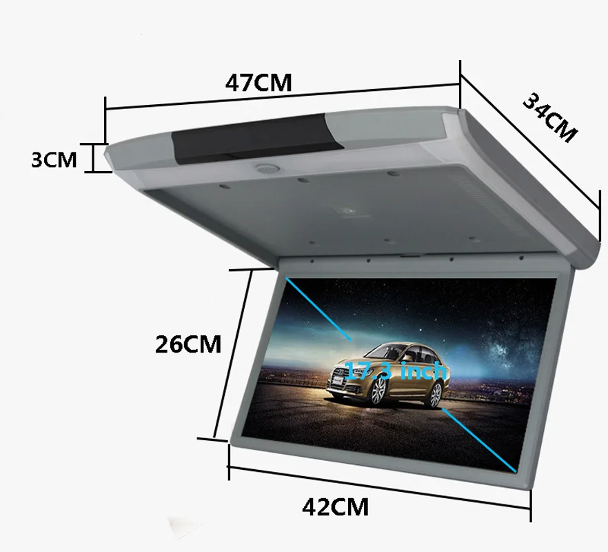 XST 17,3 дюймов ips экран HD 1080P видео автомобильный монитор крыша флип вниз крепление сенсорная кнопка с USB SD HDMI Sperker IR fm-передатчик