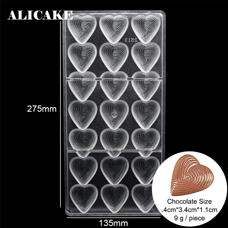 

3D Polycarbonate Chocolate Mould Tray Love Heart Shape Candy Chocolate Form Bakeware Mould Baking Pastry Plastic Making Tools