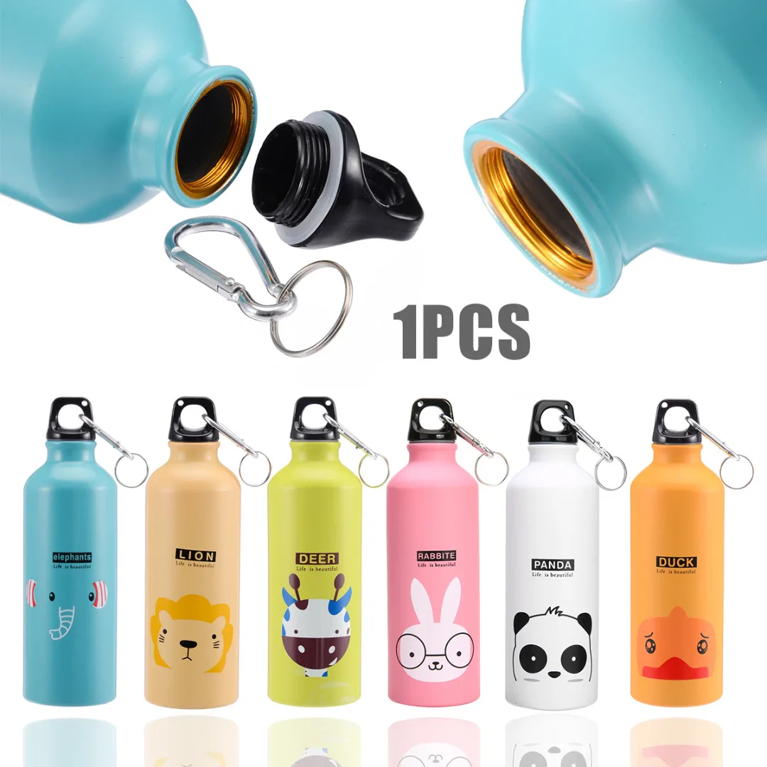Portable Outdoor Sports 500ML Bicycle Water Bottle Cycling Bicycle Camping Cartoon Aluminum Alloy Water Bottle High Quality