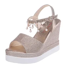 JAYCOSIN/Модные женские повседневные туфли на танкетке, украшенные кристаллами; очень высокие босоножки; sandalia feminina zapatillas mujer