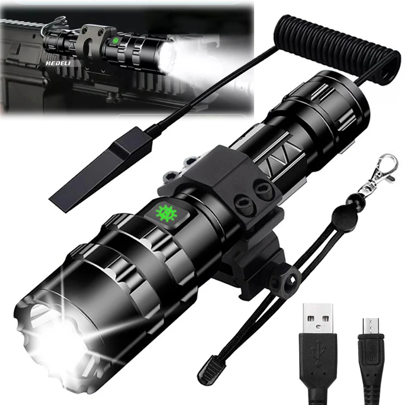 

Tactical Flashlight LED Scout L2 Ultra Bright Hunting Fishing Light USB Rechargeable Waterproof Torch 1 Mode 18650 flash light