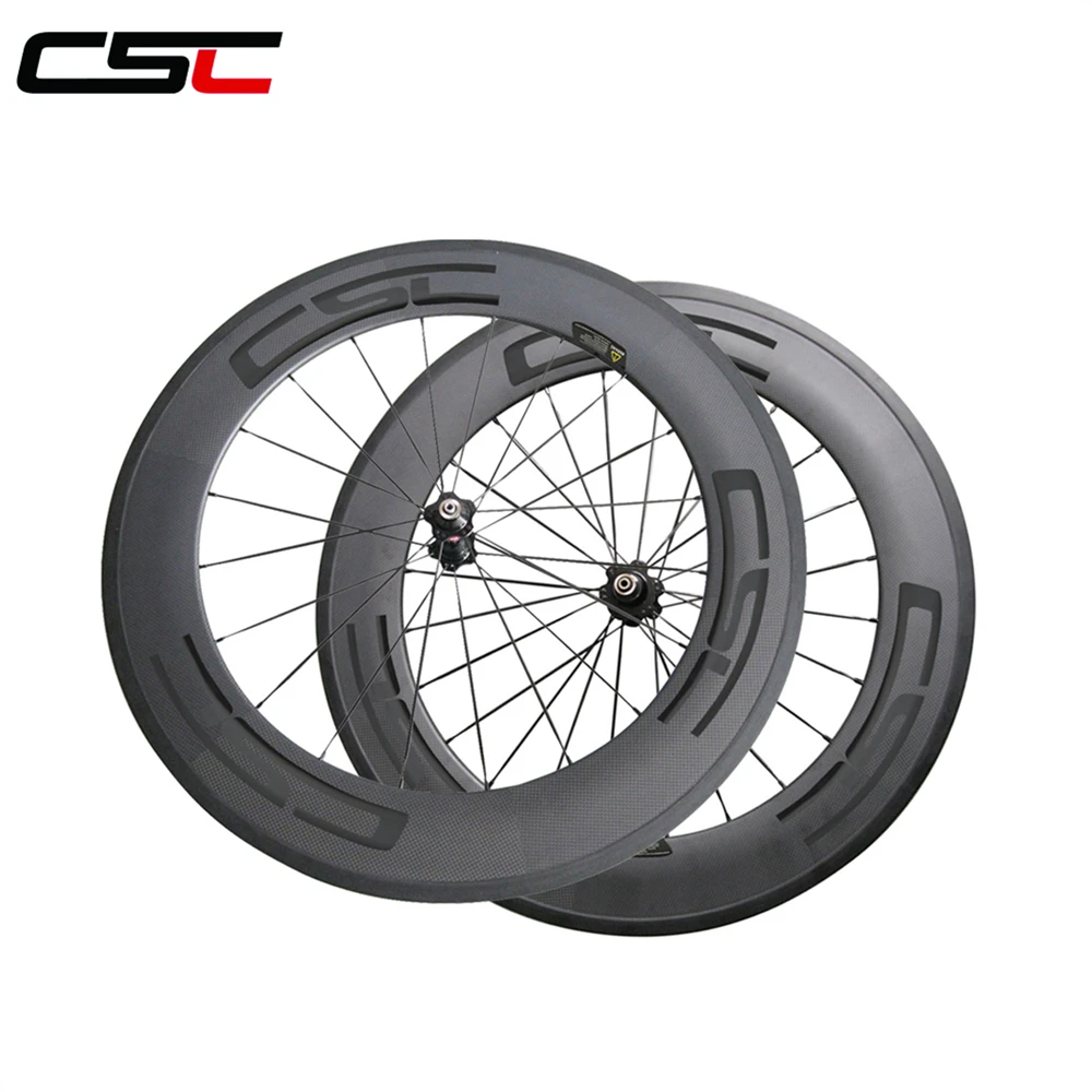 

CSC SAT No outer holes 23mm Width 88mm clincher carbon wheels road bike wheelset Tubeless ready with sapim cx ray