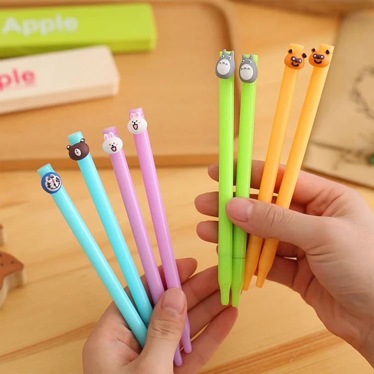 

0.38mm Cute Kawaii Lovely Candy Color Totoro Minions Doraemon Bear Rabbit Gel Ink Pen Writing Signature Pen Escolar Papelaria