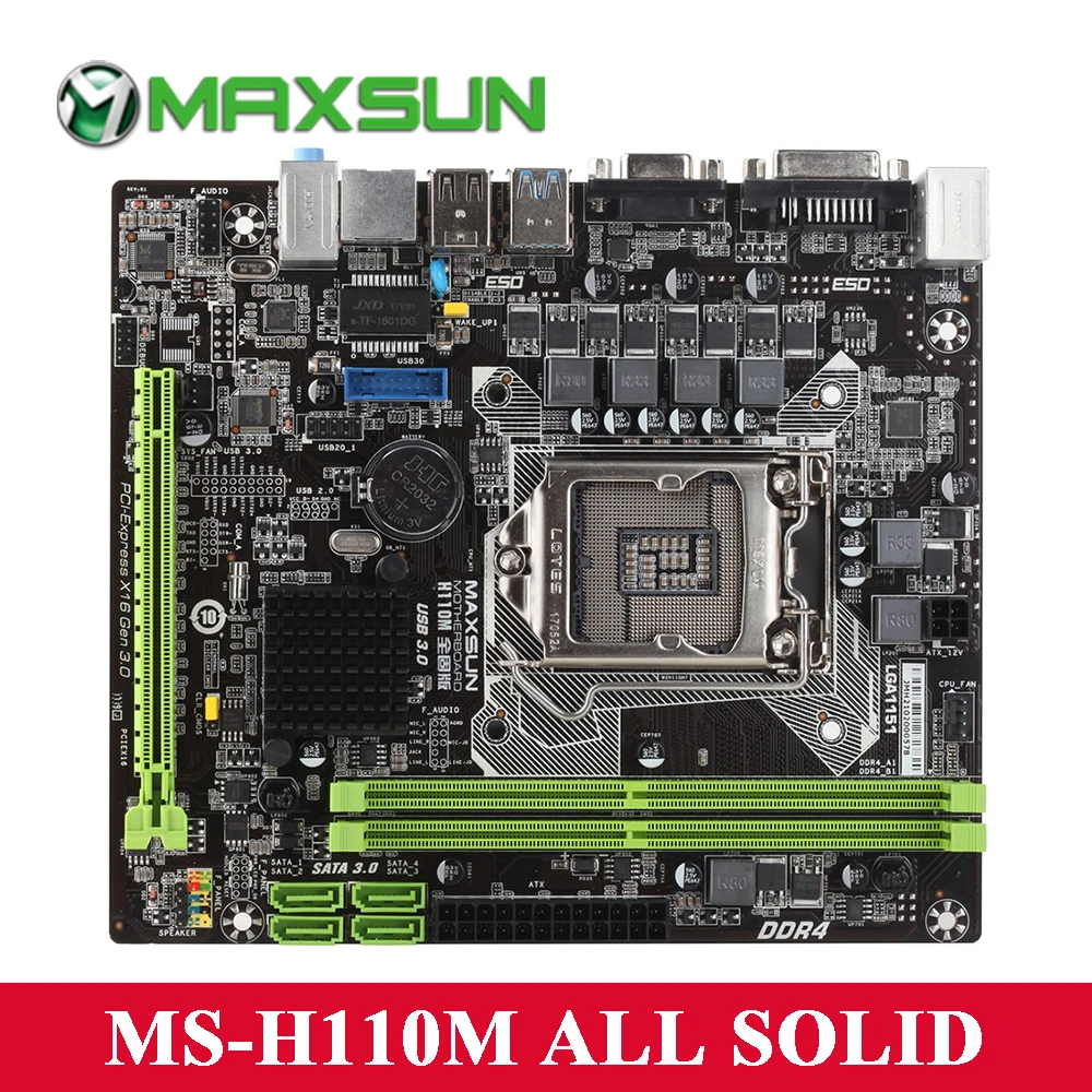 MAXSUN H110M все твердые материнская плата Поддержка двухканальный DDR4 2400/2133 мГц памяти