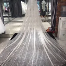 Великолепная блестящая золотая напыление 3 метра в длину 1,5 метров в ширину Серебряная свадебная вуаль с блестками свадебная часовня вуаль с гребнем