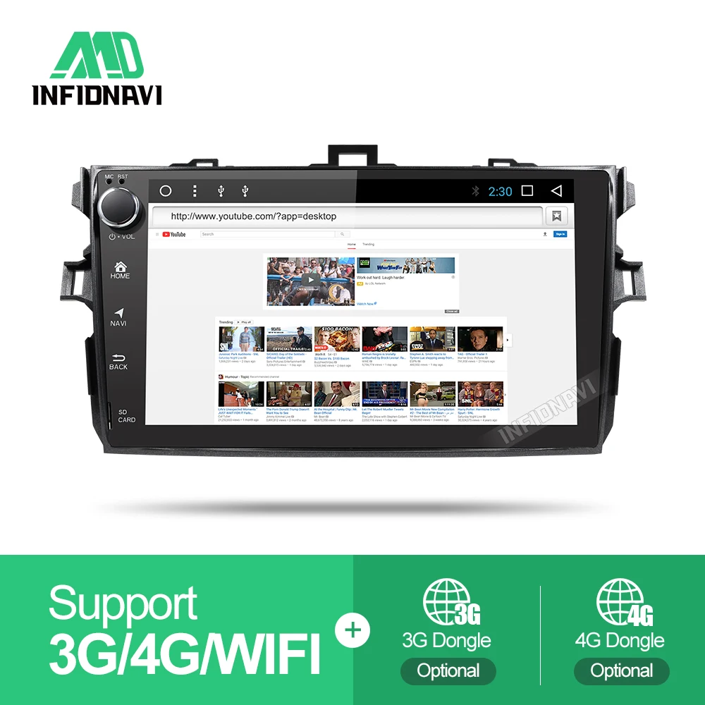 Top android 8.1 car dvd for Toyota Corolla Eight Core 9 inch 1024*600 screen with car radio navigation 2+32G car stereo gps player 3