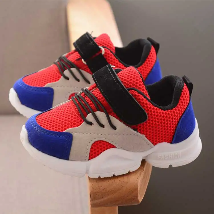 Children shoes 2019 new breathable mesh girls & boys running shoes patchwork PU children tennis sneakers kids athletic shoes (6)
