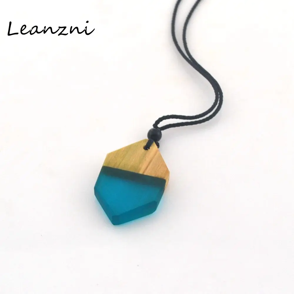 

Leanzni Wood resin with pendant necklace, sea blue, men's jewelry, special gift, wholesale.