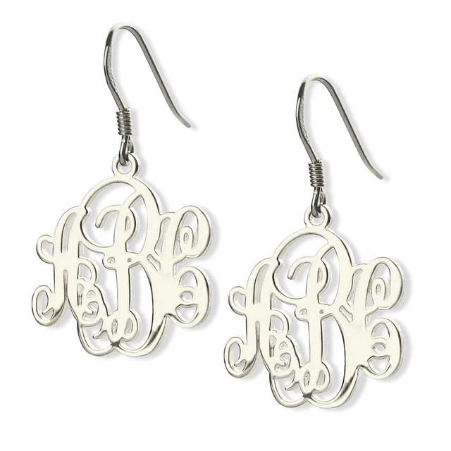 Whole Sterling Silver Vine Monogram Earrings Personalized Any Whole Sterling Silver Vine Monogram Earrings Personalized Any Initials Up To 3 Letters Name Monogrammed
