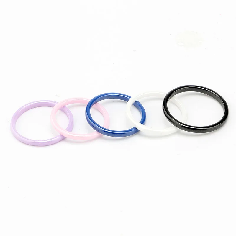 Colorful 2mm Ceramic Rings For Women Smooth Pink Black Blue White Purple Rings Elegant Top Quality Engagement Jewelry Gift