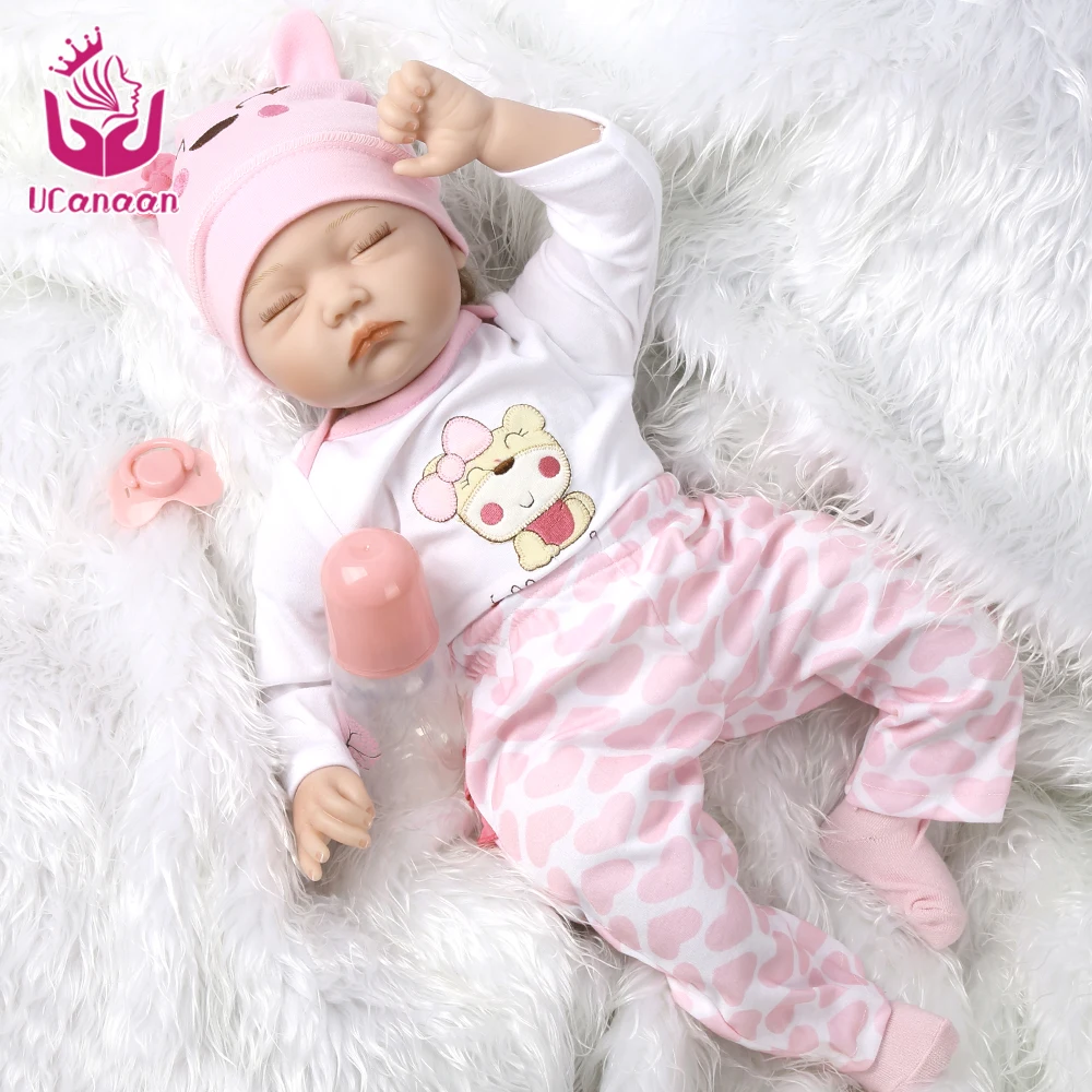 

22inch/55cm Silicone Reborn Baby Dolls Handmade Soft Body Hair Rooted Realistic Reborn Baby Doll Baby Growth Partners Best Gift