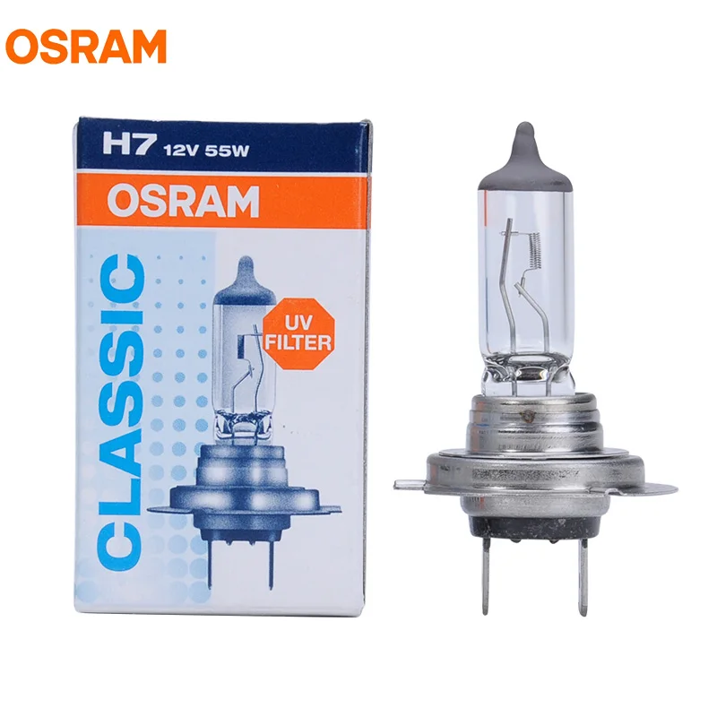 OSRAM H7 12V 55W PX26d 3200K 64210 оригинальная линейная лампа, стандартная Автомобильная галогенная лампа для BMW Audi, сделано в Китае, 1X