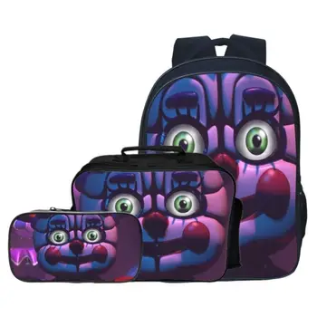 

3pcs/set Fashion Cartoon Five Night At Freddy Children Backpacks Student Suit Bag Kids Baby School Bags Boys Schoolbag for Girls
