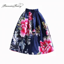 BunniesFairy/Осенняя юбка средней длины в винтажном стиле с принтом пионов и высокой талией; юбка-пачка RockabillyTutu; пышная юбка-пачка