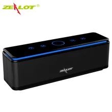 ZEALOT S7 Touch Control Bluetooth Wireless Speakers 4 Drivers with LED Bar Aux Audio/TF Card Bass Stereo Studio Effect