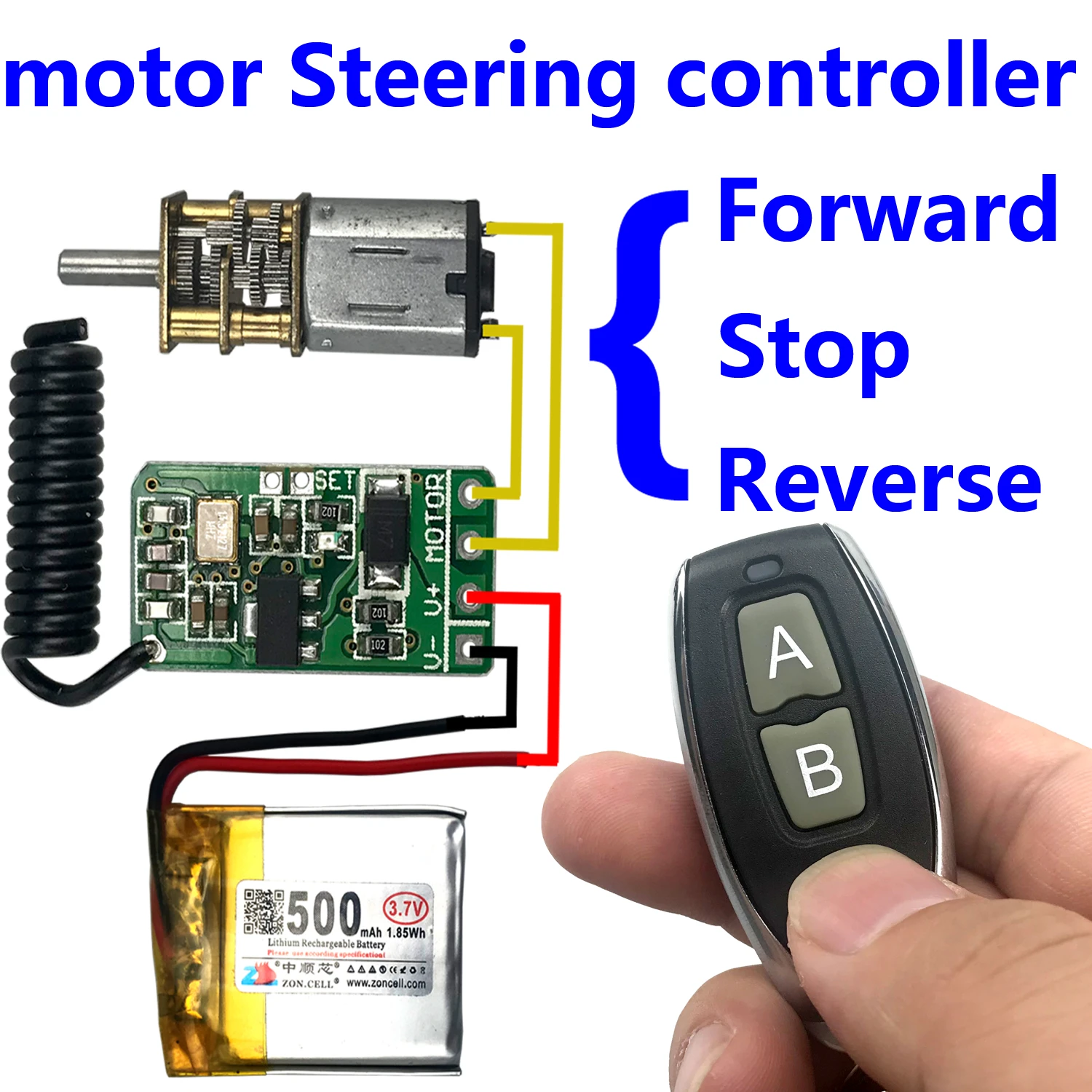 RF wireless remote control switch 433mhz 3.7v 5V motor Forward Reverse steering RF wireless remote control switch 433mhz 3.7v 5V motor Forward Reverse steering
