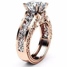 CZ камень кольцо ювелирные изделия Bague Femme Мода розовое золото цвет лист кристалл свадебные кольца для женщин ювелирные изделия Прямая подарок