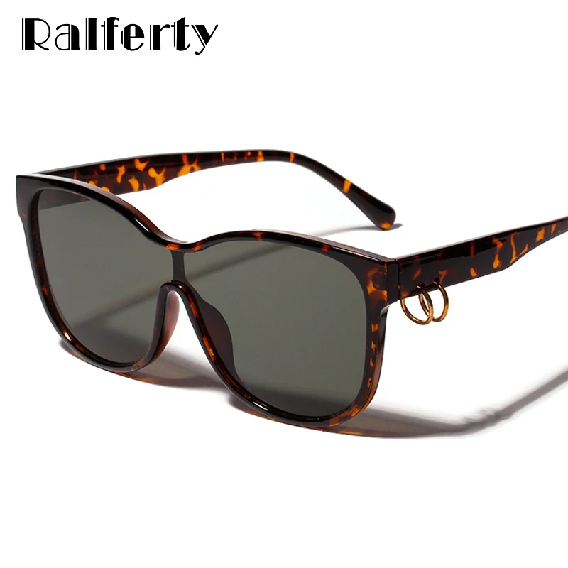 

Ralferty Square Sunglasses Women Trendy Ring Sun Glasses UV400 Tortoise One-pieces Shades Gafas Feminino Oculos De Sol W813049