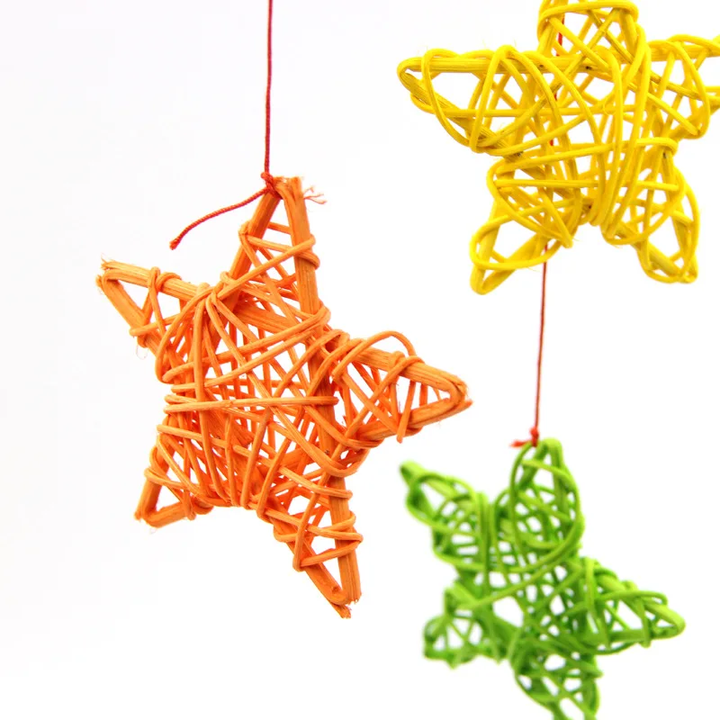 

100PCS 6CM Lovely Rattan Star Sepak Takraw Christmas/Birthday&Home Wedding Party Decorations DIY Ornaments Rattan Ball Kids Toys