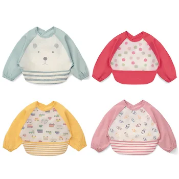 

6-24M Waterproof Breastplate Bavoir Baby Bibs Cartoon Slyunyavchik Long Smock Newborn Kids Feeding Smock Saliva Towel baberos