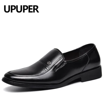 

UPUPER Slip-on Men Dress Shoes Classic Black Business Leather Shoes Men Fashion Flat Wedding Oxford shoes man