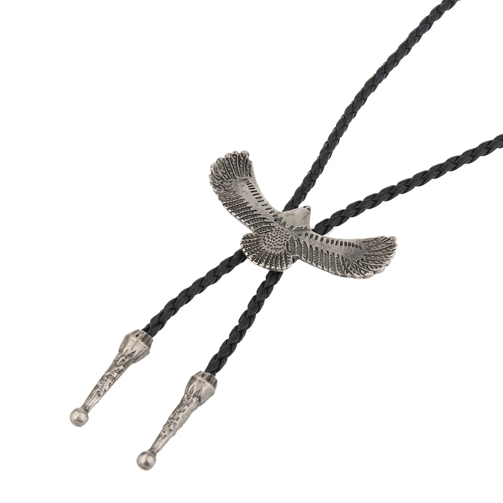 Adult Men Antique Style Alloy Metal Eagle Pendant Bolo Tie Necktie Necklace 