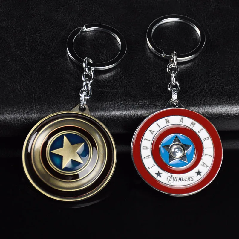 

2019The Avengers Captain America Key Chain Rotatable Shield Key Rings For Gift Chaveiro Car Keychain Jewelry Key Holder Souvenir