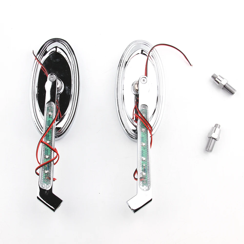 

Pair Universal Motorcycle Alloy Oval Rearview Side Mirrors Motorbike Rear View Mirror accessories CHROME For Harley Dyna Wide
