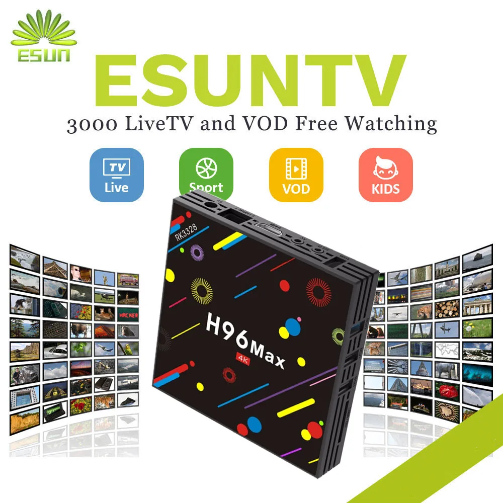 

1 Year IPTV Included H96MAX ESUNTV 4000+Channel Android 7.1 TV BOX 4/32G bluetooth With Europe Channels VOD Spain Portugal IPTV