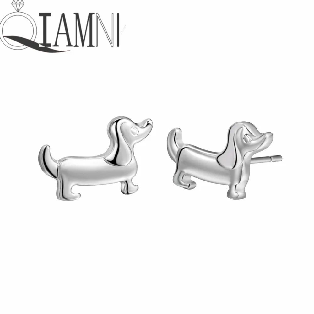 QIAMNI Boho шикарные милые такса серьги гвоздики с животными для женщин и девочек